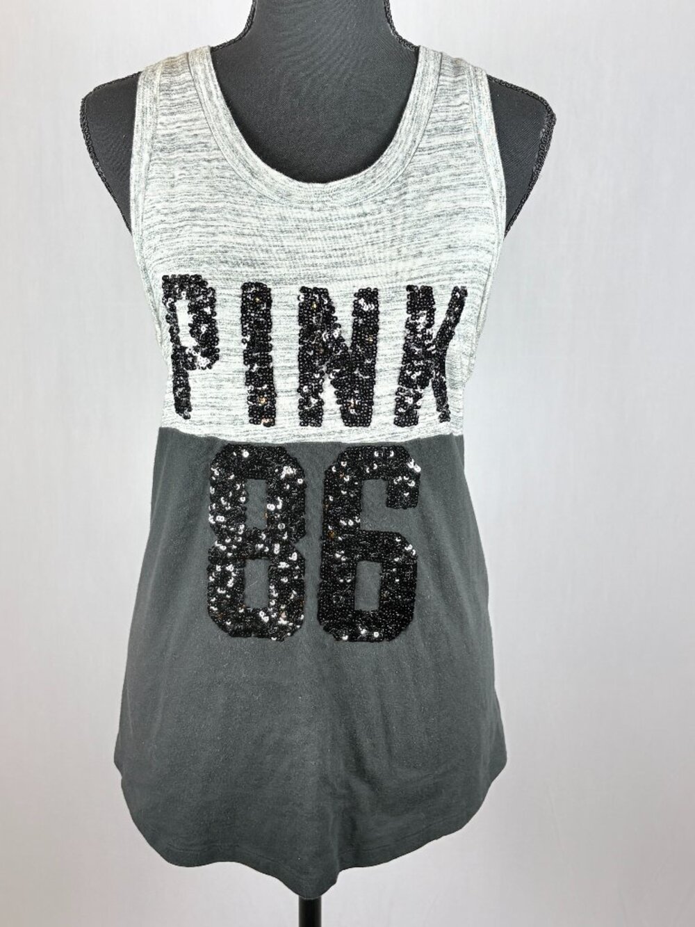 Victoria’s Secret PINK | Sequin Logo Racerback Tank  | S | Bling Fun Athleisure